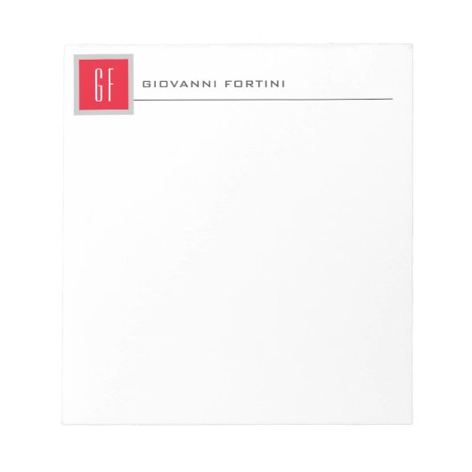 Modernes Monogramm Beruflich Minimalistisch Notizblock (Vorderseite)