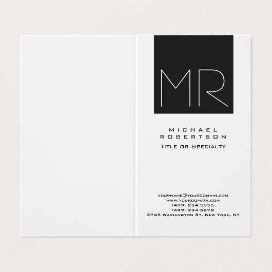 Modernes Monogramm Beruflich Minimalistisch Visitenkarten (Außenseite Aufgefaltet)