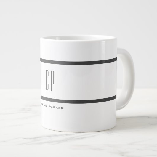 Modernes Monogramm Beruflich Schlicht einfach Mini Jumbo-Tasse (Vorderseite Rechts)