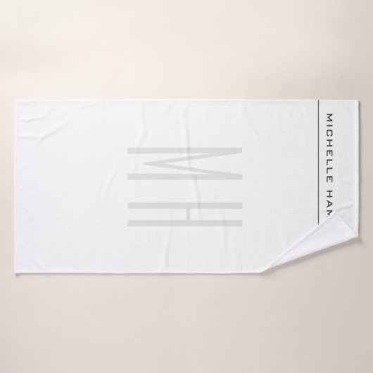 Modernes Monogramm Beruflich Schlicht Minimalistis Badehandtuch (Badehandtuch)
