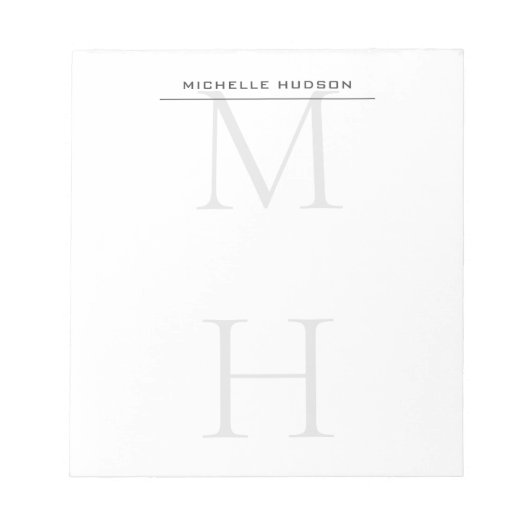 Modernes Monogramm Beruflich Schlicht Minimalistis Notizblock (Vorderseite)