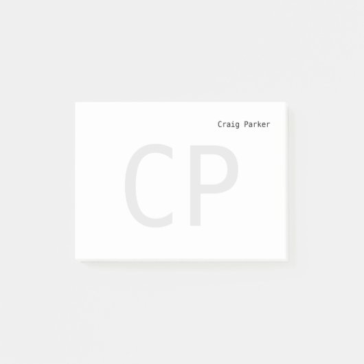 Modernes Monogramm Beruflich Schlicht Minimalistis Post-it Klebezettel (Vorderseite)