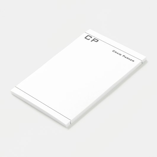 Modernes Monogramm Beruflich Schlicht Minimalistis Post-it Klebezettel (angewinkelt)