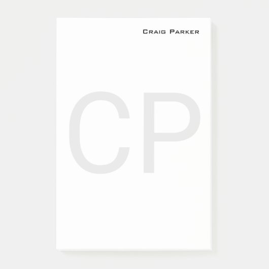 Modernes Monogramm Beruflich Schlicht Minimalistis Post-it Klebezettel (Vorderseite)