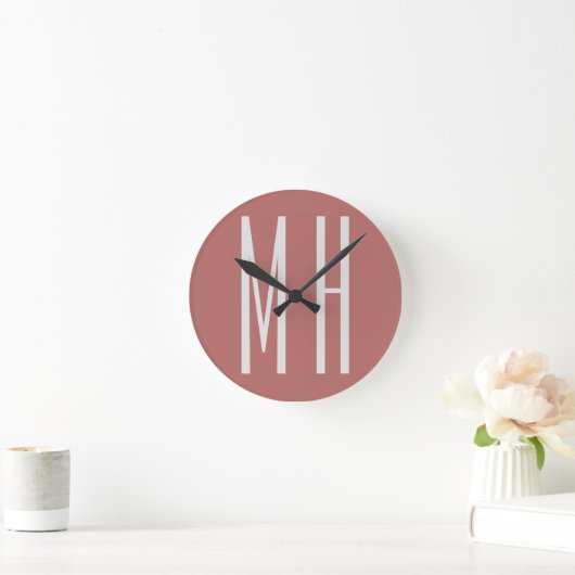Modernes Monogramm Beruflich Schlicht Minimalistis Runde Wanduhr (Zuhause)