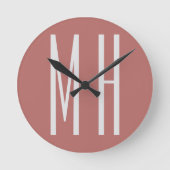 Modernes Monogramm Beruflich Schlicht Minimalistis Runde Wanduhr (Vorderseite)