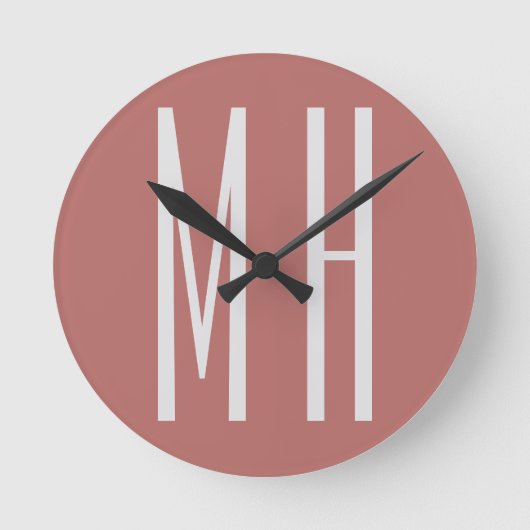 Modernes Monogramm Beruflich Schlicht Minimalistis Runde Wanduhr (Vorderseite)