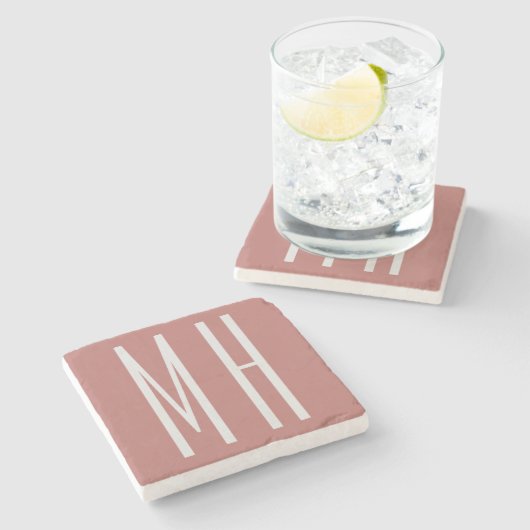 Modernes Monogramm Beruflich Schlicht Minimalistis Steinuntersetzer (Seitenansicht)