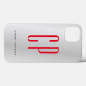 Modernes Monogramm Beruflich Schlichtes Silber Gra Case-Mate iPhone Hülle (Rückseite (Horizontal))