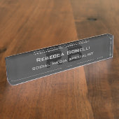 Modernes Monogramm Beruflich Schwarz Grau Namensplakette (Seite)