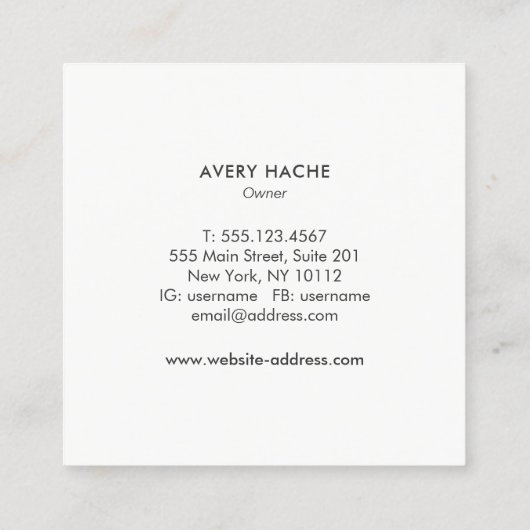 Modernes Monogramm, Beruflich silbergrau Quadratische Visitenkarte (Rückseite)