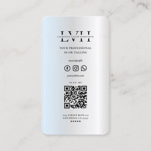 Modernes Monogramm Berufliche Initialen Silver Visitenkarte (Rückseite)