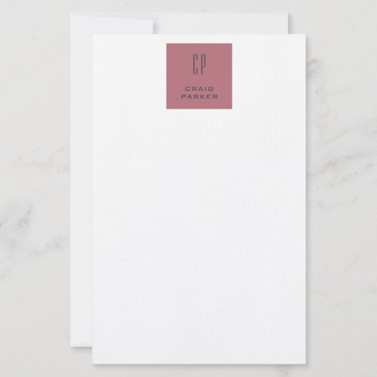 Modernes Monogramm Berufliche Schlichte Rose Gold  Briefpapier (Vorderseite)