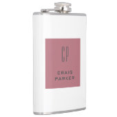 Modernes Monogramm Berufliche Schlichte Rose Gold Flachmann (Rechts)