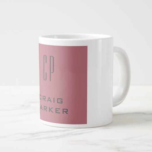 Modernes Monogramm Berufliche Schlichte Rose Gold Jumbo-Tasse (Vorderseite Rechts)