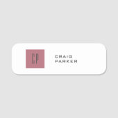 Modernes Monogramm Berufliche Schlichte Rose Gold Namensschild (Vorderseite)