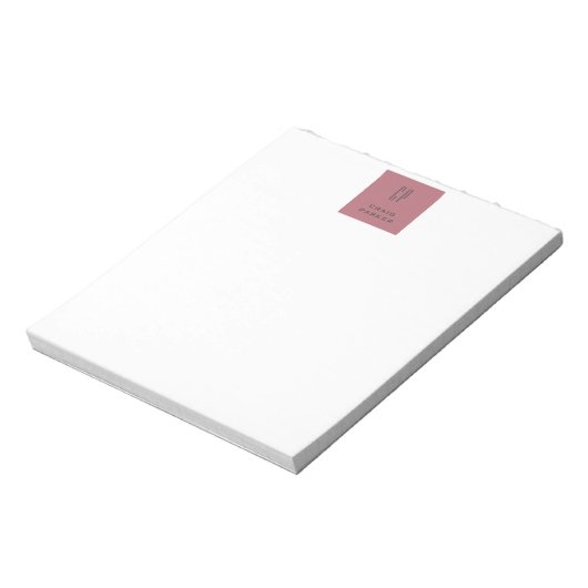 Modernes Monogramm Berufliche Schlichte Rose Gold Notizblock (Rotiert)