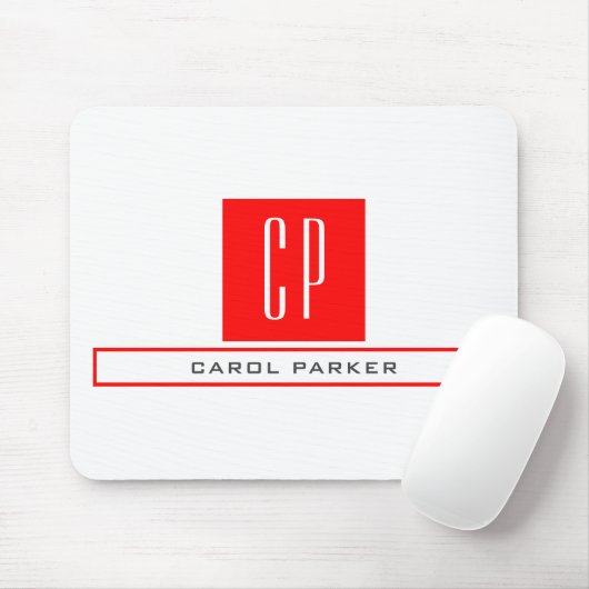 Modernes Monogramm Beruflicher Schlichter einfache Mousepad (Mit Mouse)