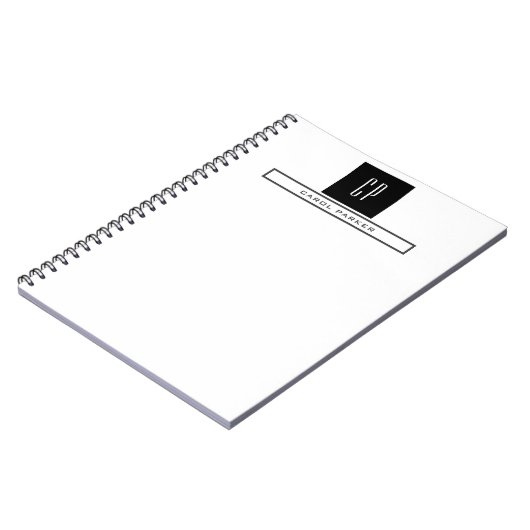 Modernes Monogramm Beruflicher Schlichter einfache Notizblock (Linke Seite)
