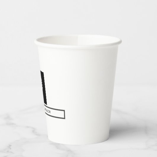 Modernes Monogramm Beruflicher Schlichter einfache Pappbecher (Links)