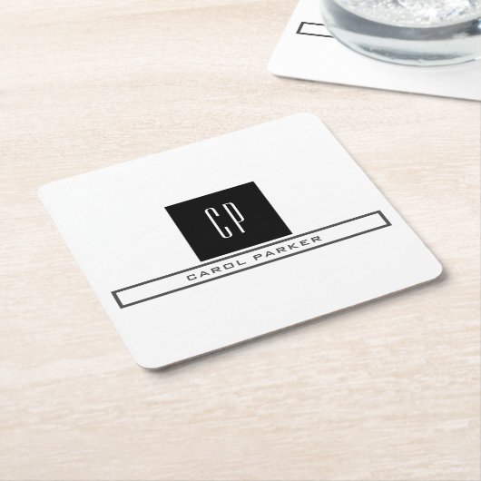 Modernes Monogramm Beruflicher Schlichter einfache Rechteckiger Pappuntersetzer (angewinkelt)