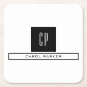 Modernes Monogramm Beruflicher Schlichter einfache Rechteckiger Pappuntersetzer (Vorderseite)
