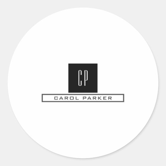 Modernes Monogramm Beruflicher Schlichter einfache Runder Aufkleber (Vorderseite)