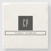 Modernes Monogramm Beruflicher Schlichter einfache Steinuntersetzer (Vorderseite)