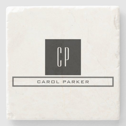 Modernes Monogramm Beruflicher Schlichter einfache Steinuntersetzer (Vorderseite)