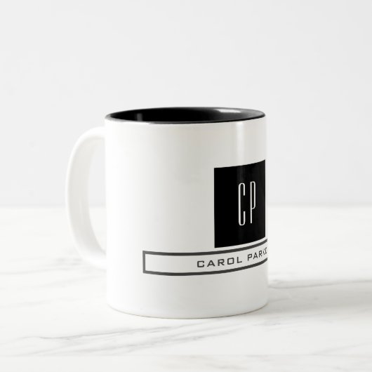 Modernes Monogramm Beruflicher Schlichter einfache Zweifarbige Tasse (Vorderseite Links)