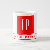 Modernes Monogramm Beruflicher Schlichter Name Rot Jumbo-Tasse (Vorderseite)