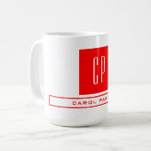 Modernes Monogramm Beruflicher Schlichter Name Rot Kaffeetasse (Vorderseite Links)