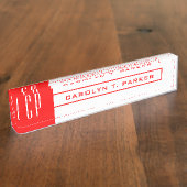 Modernes Monogramm Beruflicher Schlichter Name Rot Namensplakette (Seite)