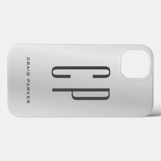 Modernes Monogramm Berufliches Schlichtes Silber G Case-Mate iPhone Hülle (Rückseite (Horizontal))