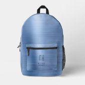 Modernes Monogramm Blau Bedruckter Rucksack (Vorderseite)