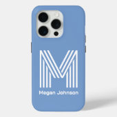 Modernes Monogramm Blau Case-Mate iPhone Hülle (Rückseite)
