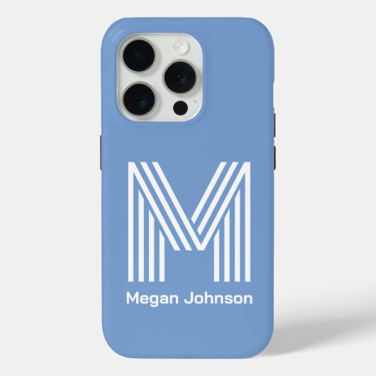 Modernes Monogramm Blau Case-Mate iPhone Hülle (Rückseite)