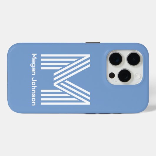 Modernes Monogramm Blau Case-Mate iPhone Hülle (Rückseite (Horizontal))