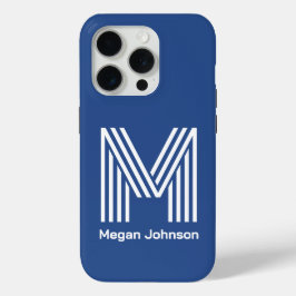 Modernes Monogramm Blau Case-Mate iPhone Hülle