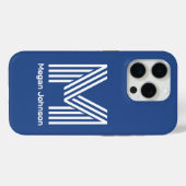 Modernes Monogramm Blau Case-Mate iPhone Hülle (Rückseite (Horizontal))