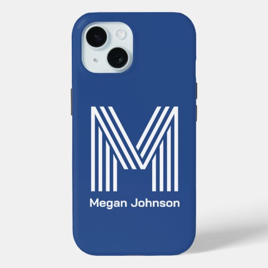 Modernes Monogramm Blau Case-Mate iPhone Hülle (Rückseite)