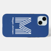 Modernes Monogramm Blau Case-Mate iPhone Hülle (Rückseite (Horizontal))