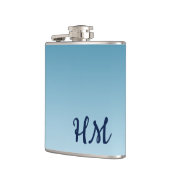 Modernes Monogramm Blau Flachmann (Links)