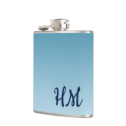 Modernes Monogramm Blau Flachmann (Links)