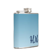 Modernes Monogramm Blau Flachmann (Rechts)