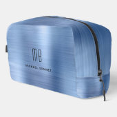 Modernes Monogramm Blau Waschbeutel (Rechte Ecke)