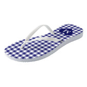 Modernes Monogramm Blue Checked Badesandalen (Schrägansicht)