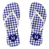 Modernes Monogramm Blue Checked Badesandalen (Fußbett)