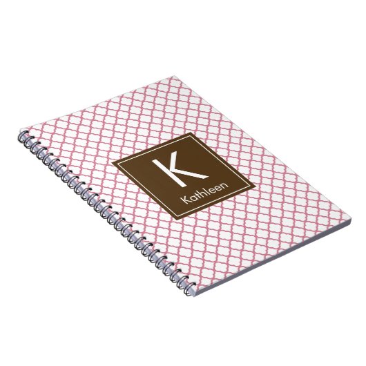 Modernes Monogramm (braun/rosa) Notizblock (Rechte Seite)