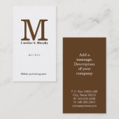 Modernes Monogramm (braun) Visitenkarte (Vorne/Hinten)